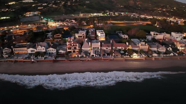 Pacific Coast Highway Sunset ~ Malibu, Southern California ~ Ocean Aerial View