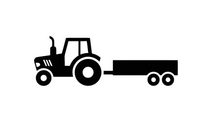 Fototapeta premium Tractor with trailer silhouette icon