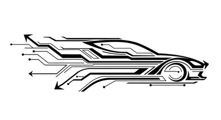 Futuristic Car Design with Airflow Illustration.