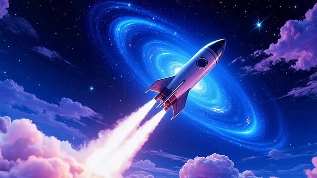 NightRocketLaunchAmidStarsandClouds