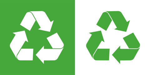 Obraz premium Recycling Symbol Vector, Eco Friendly Mobius Loop in Green and White for Product Packaging, UI Icons and Environmental Signage