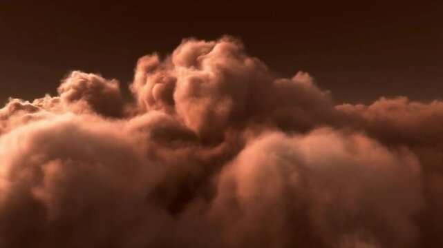 Surreal fantasy sky with fluffy whipped chocolate clouds moving like cotton candy, cinematic 4K abstract.