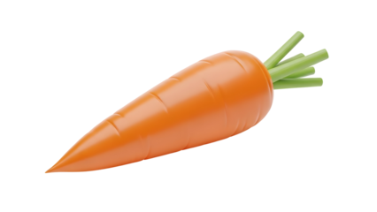 Fresh organic carrot with green leaves isolated on transparent background