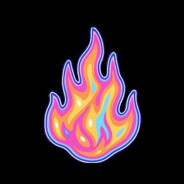 Vibrant abstract flame illustration animation isolated asset, transparent 4K video, alpha channel, ProRes 4444