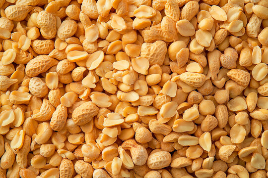 top view of peeled peanuts