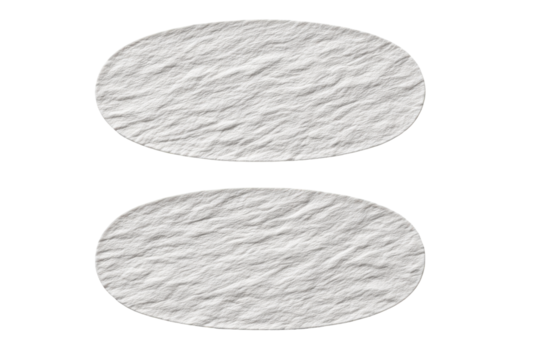 Textured white oval shapes isolated on transparent background. Two textured oval shapes isolated on white background. - Powered by Adobe
