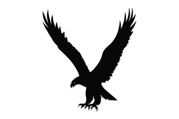 Obraz premium Black Flying Eagle Silhouette Icon Vector Illustration on White