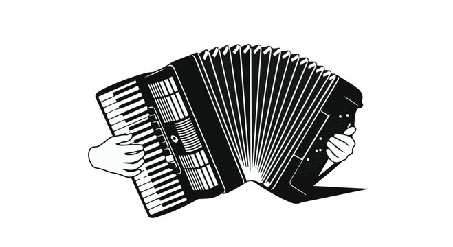 Accordion player hands performing on a musical instrument isolated on a white background for music education, festival promotion, cultural events, and professional entertainment marketing.