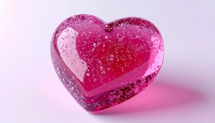 Fototapeta premium Close-up of Pink Heart Shaped Candy on a Light Background