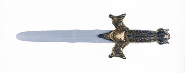 Toy plastic sword isolated on white background