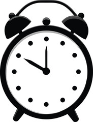 black alarm clock flat vector icon isolated on white background
