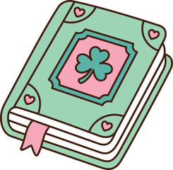 Cute Shamrock Book Vector Illustration for St Patrick&rsquo;s Day Education Theme.