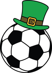 Soccer Ball with Leprechaun Hat Vector Illustration for St Patrick&rsquo;s Day Sports Theme.