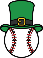 Baseball with Leprechaun Hat Vector Illustration for St Patrick&rsquo;s Day Sports Theme.
