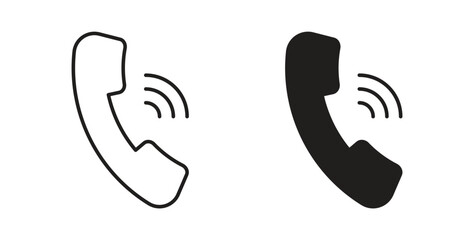 Obraz premium Call icons vector symbol with editable stroke and flat versions