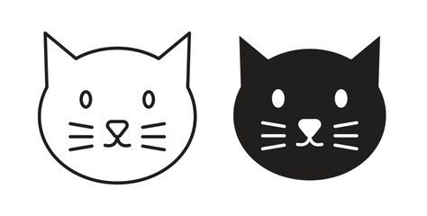 Obraz premium Cat icons vector symbol with editable stroke and flat versions