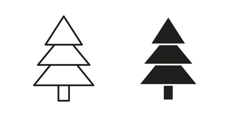Obraz premium Christmas tree icons vector symbol with editable stroke and flat versions