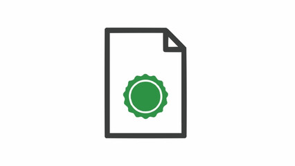 Green document icon with seal.