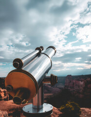 Antique Telescope on Mountain Peak Vision Concept