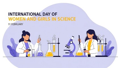 International day of women and girls in science with female researchers in laboratory
