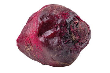 Fototapeta premium Rough uncut beetroot isolated on transparent background. Whole raw beetroot with dark skin and vibrant magenta flesh isolated on white background.