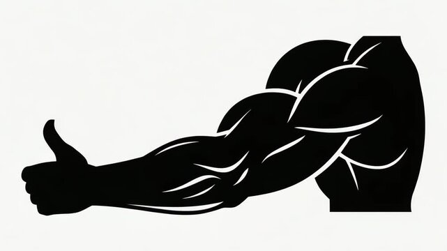 man person muscles arms bodybuilding line icon silhouette flat design video animation
