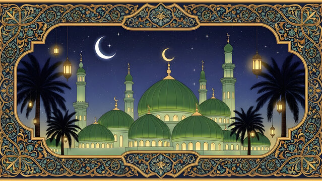 Madina sharif mosque illustration