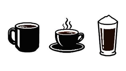 Obraz premium Minimalist coffee cups: hot beverage icons in black and white design
