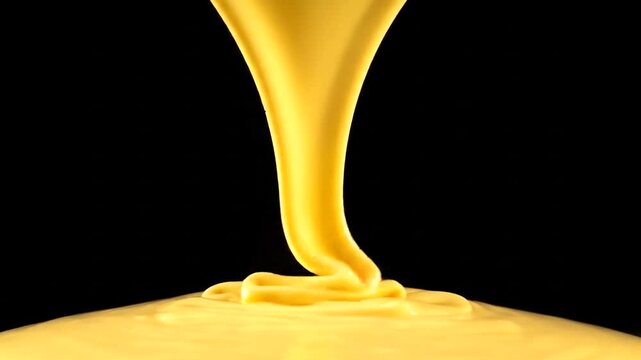 Yellow Liquid Pouring onto Puddle Slow Motion.