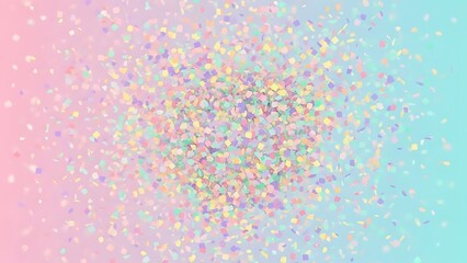 Pastel confetti pattern on a gradient pink and blue background