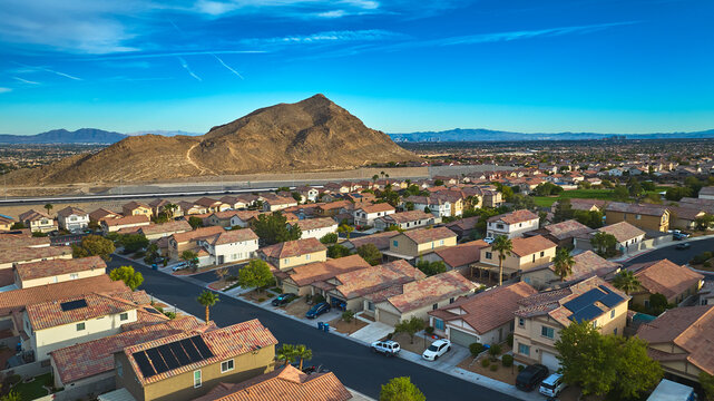 Aerial Lone Mountain Residential Neighborhood Las Vegas Housing Development