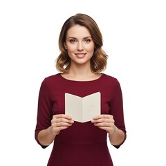 Naklejka premium Professional woman holding a greeting card
