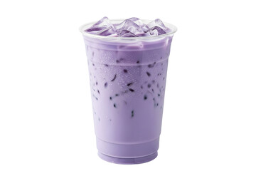 iced ube purple yam milk tea smoothie in a takeaway cup