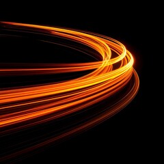 Abstract Golden Glowing Light Trails Against a Dark Background