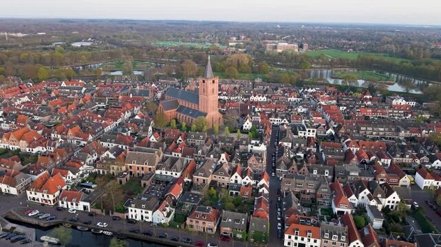Naarden from above, fortified historical dutch town in province North Holland