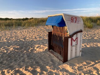 Strandkorb am Strand der Nordsee in Cuxhaven