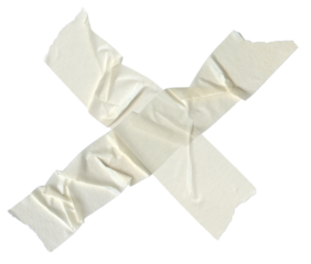 Adhesive washicross corner  crumpled paper tape isolated element. Craft scrapbooking transparent element with grunge texture. Torn ripped note memo sticker 