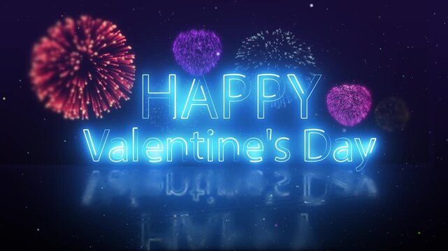 happy valentine s day with shiny red hearts and pink text