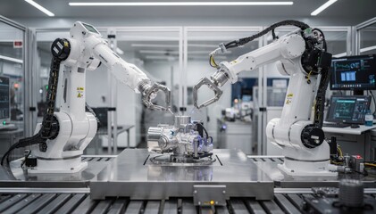 Robotic Arms Collaborating in Modern Industrial Automation Setting