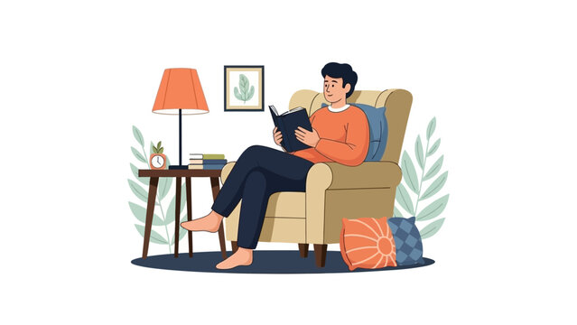 Woman Relaxing on Sofa with Tablet.
