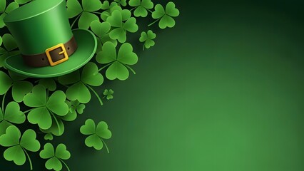 St patrick's day green hat and shamrocks celebration background