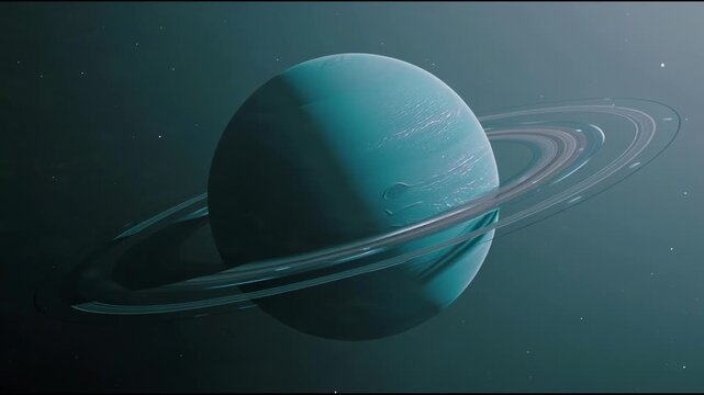 Uranus Planet with Rings in Deep Space.