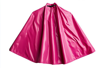 Vibrant pink cape with shiny fabric and black snap fasteners