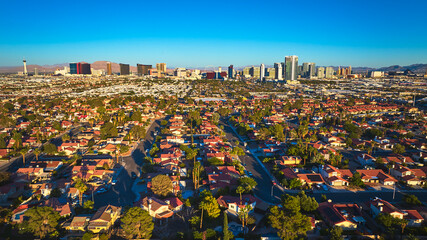 Aerial Las Vegas The Strip Suburban Neighborhoods Golden Hour View