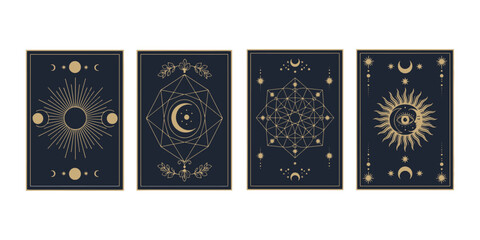 Mystical Tarot Card Designs with Celestial and Magic Symbols © Arter
