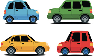 Fototapeta premium Compact City Car Outline Icon Set Modern Vehicles for Urban Mobility