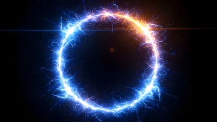 Fototapeta premium Vibrant blue and orange glowing ring in space