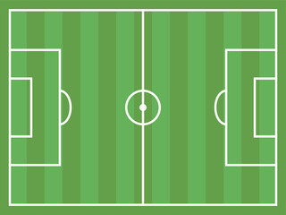 Soccer Football Field Pitch Aerial View Flat Design.
