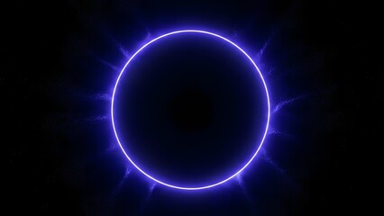 Glowing blue ring with sparkling effects on dark background