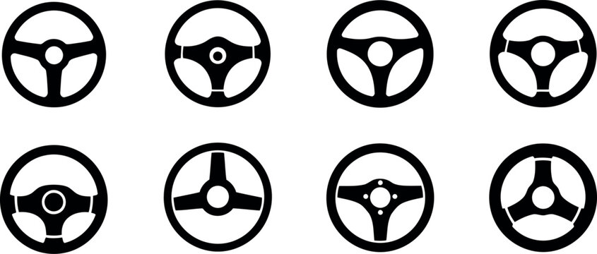 Steering wheel icon set Vector
